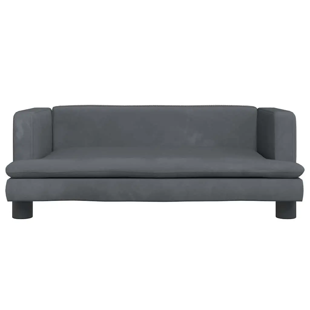 Kids Sofa Grey Velvet 80x45x30cm Padded Children's Couch