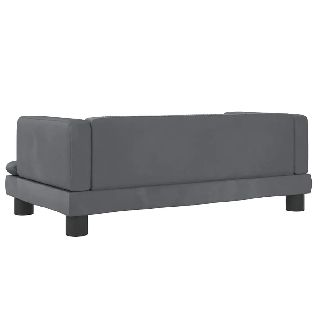 Kids Sofa Grey Velvet 80x45x30cm Padded Children's Couch