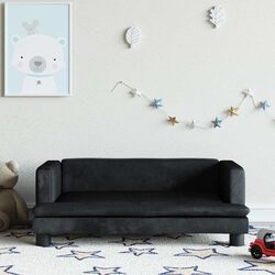 Concise Kids Black Velvet Sofa for Comfort