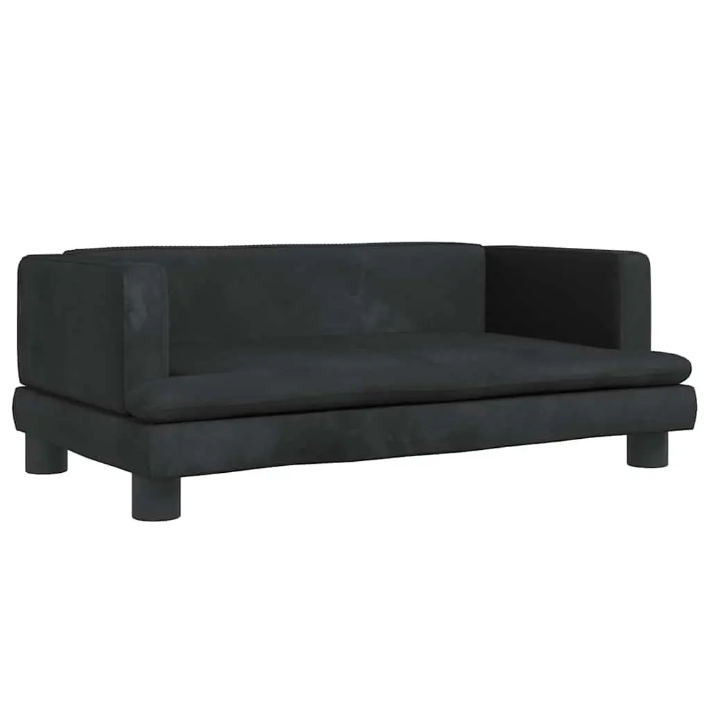 Kids Sofa Black Velvet Small Padded Furniture