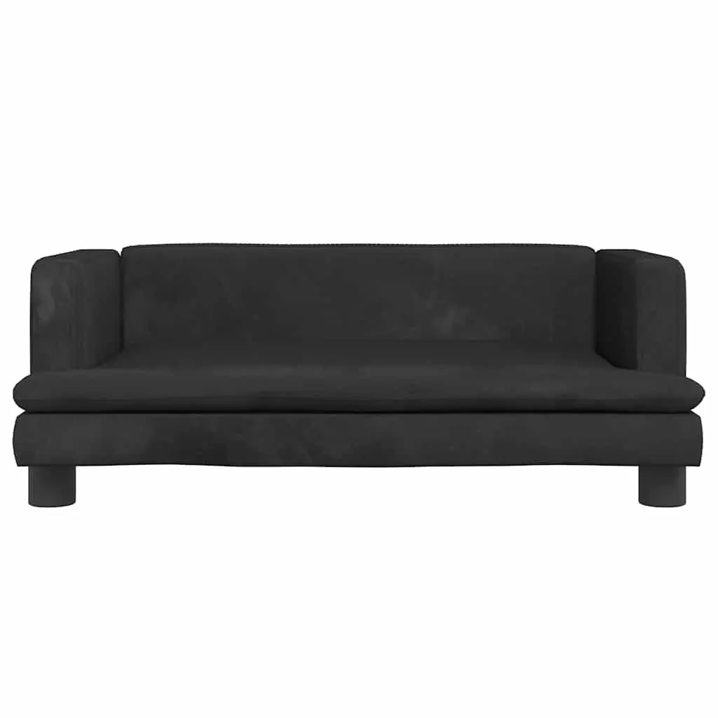 Kids Sofa Black Velvet Small Padded Furniture