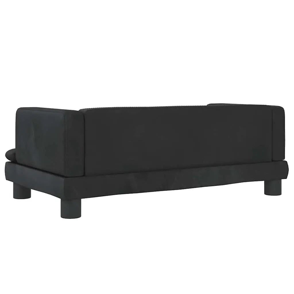Kids Sofa Black Velvet Small Padded Furniture