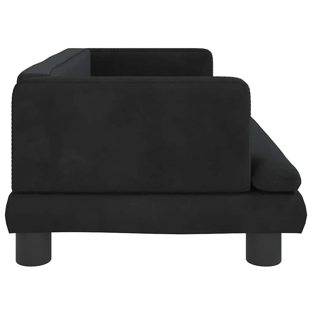 Kids Sofa Black Velvet Small Padded Furniture