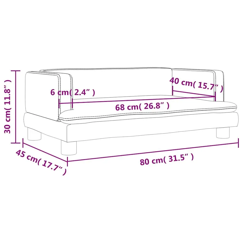 Kids Sofa Black Velvet Small Padded Furniture