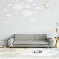 Concise Grey Velvet Kids Sofa for Style and Support