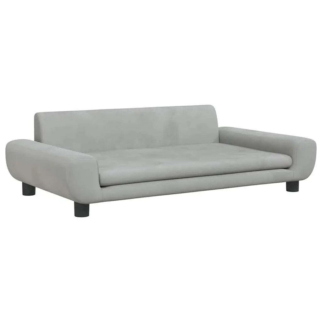 Kids Sofa Grey Velvet Padded Children's Couch Furniture Toddler Relaxation