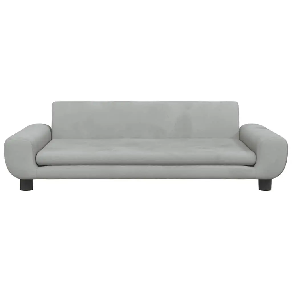Kids Sofa Grey Velvet Padded Children's Couch Furniture Toddler Relaxation
