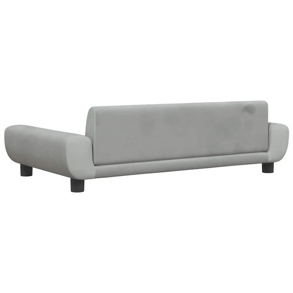 Kids Sofa Grey Velvet Padded Children's Couch Furniture Toddler Relaxation