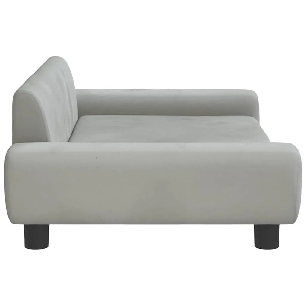 Kids Sofa Grey Velvet Padded Children's Couch Furniture Toddler Relaxation
