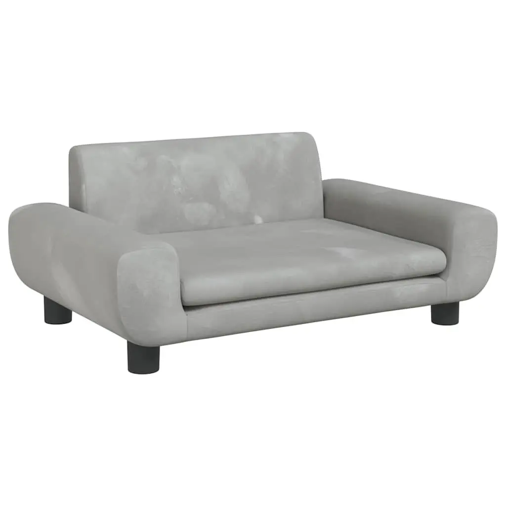Kids Sofa Grey Velvet Padded Children's Couch Comfortable Relaxation Furniture