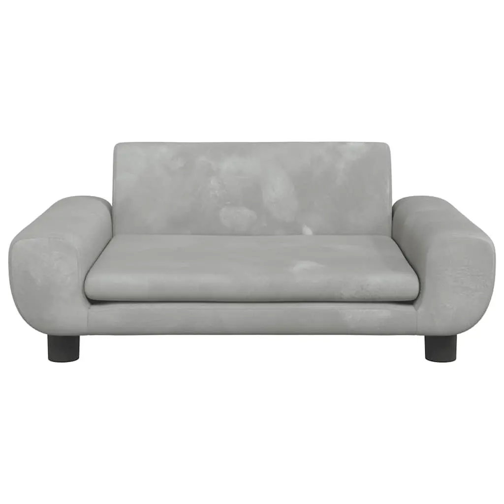 Kids Sofa Grey Velvet Padded Children's Couch Comfortable Relaxation Furniture