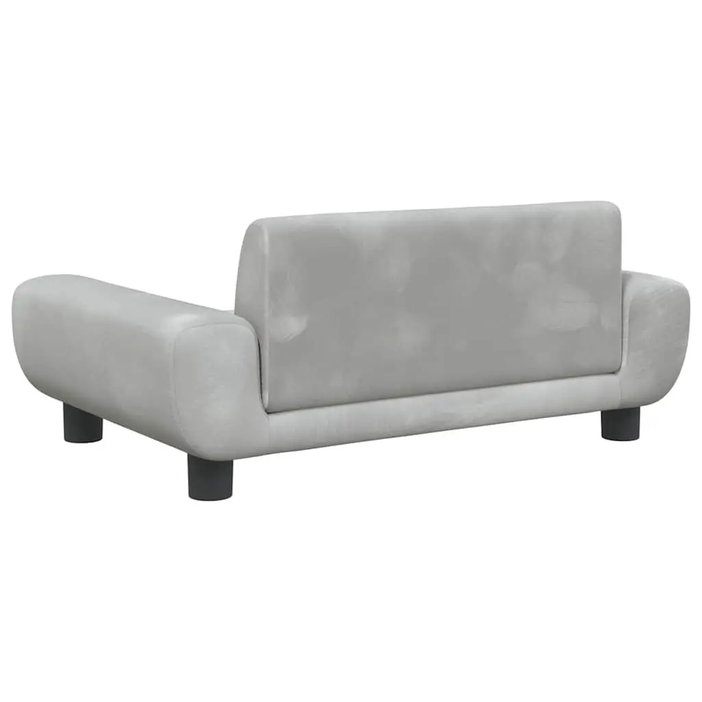 Kids Sofa Grey Velvet Padded Children's Couch Comfortable Relaxation Furniture