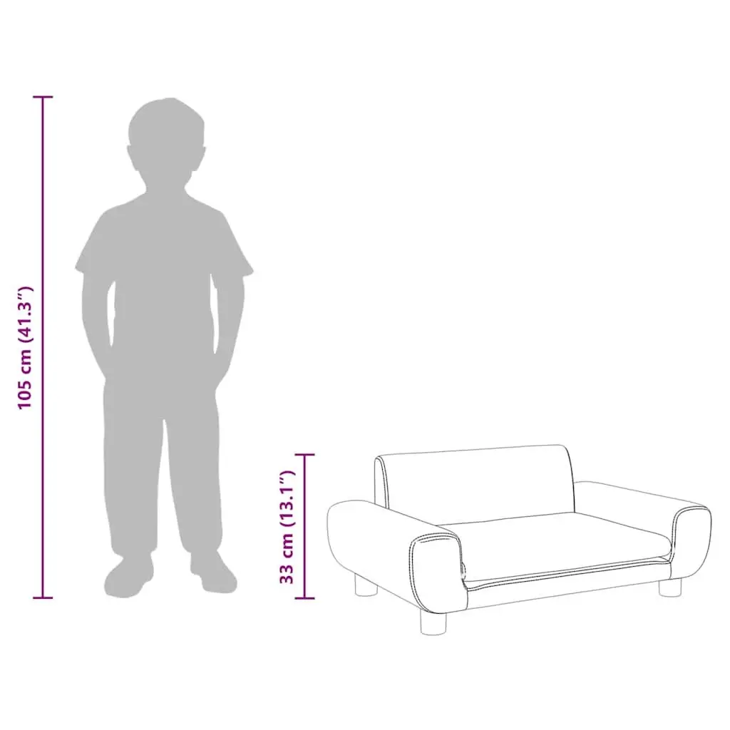 Kids Sofa Grey Velvet Padded Children's Couch Comfortable Relaxation Furniture