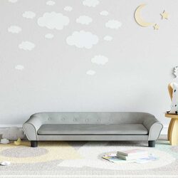 Compact Grey Velvet Children's Couch with Foam Padding