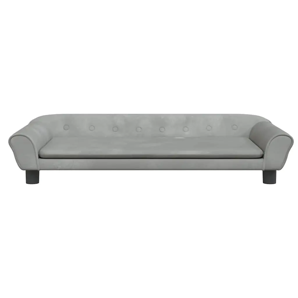 Kids Sofa Grey Velvet Padded Children's Couch