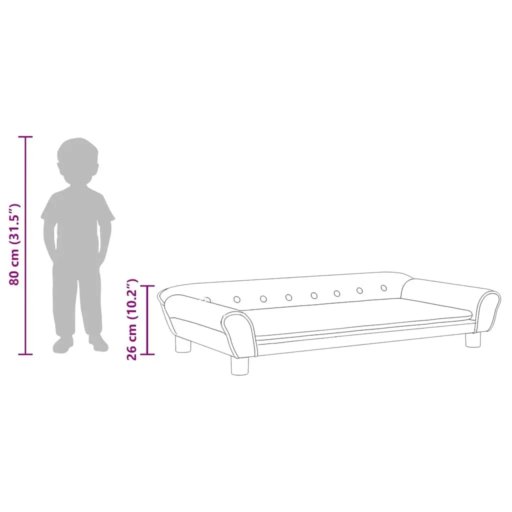 Kids Sofa Grey Velvet Padded Children's Couch