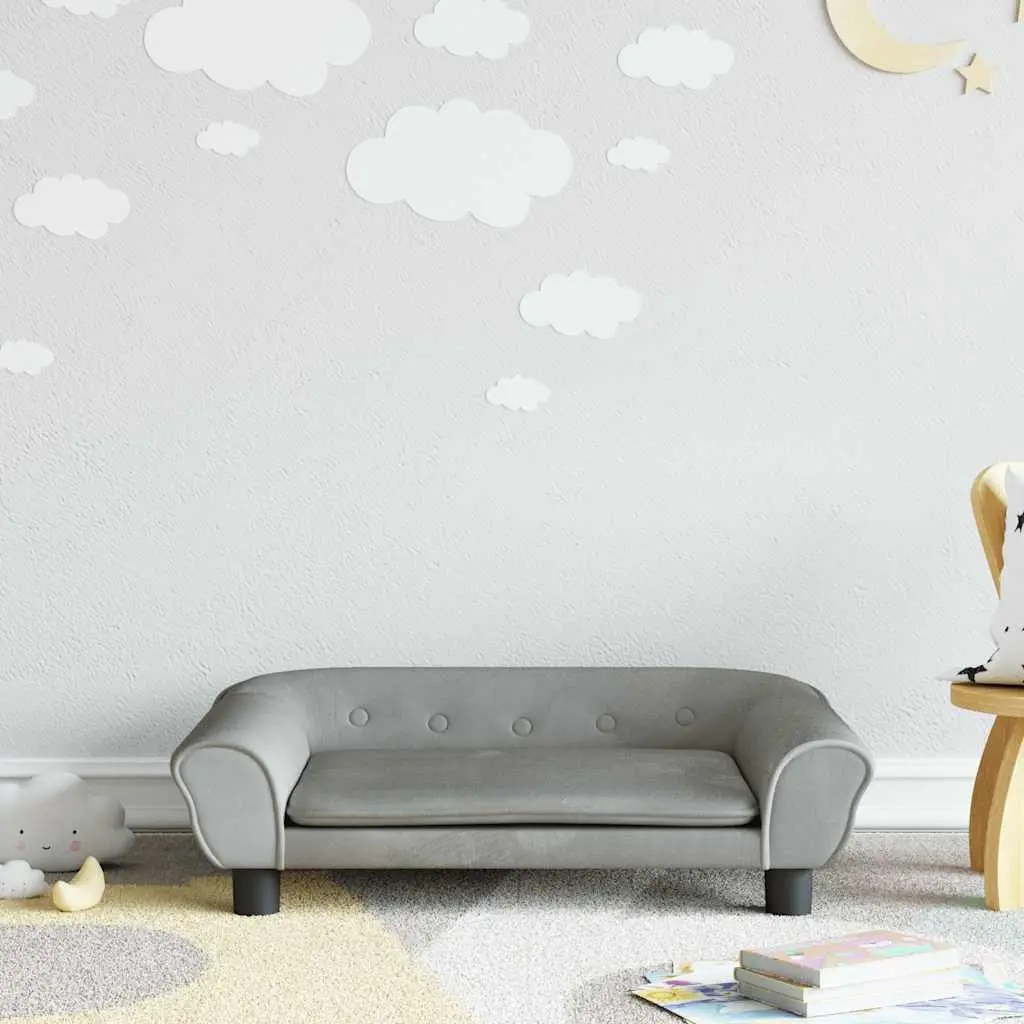 Kids Sofa Light Grey Velvet Padded Children's Couch