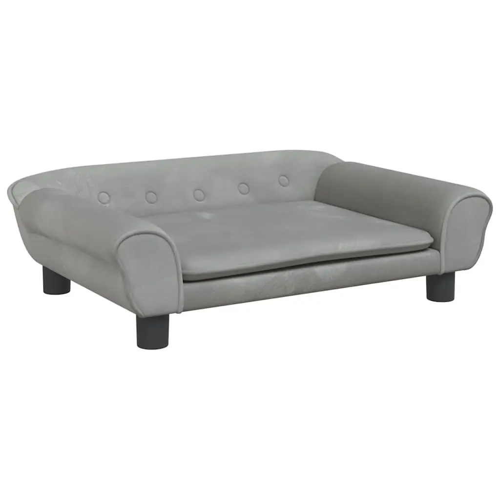 Kids Sofa Light Grey Velvet Padded Children's Couch