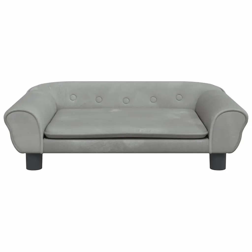 Kids Sofa Light Grey Velvet Padded Children's Couch