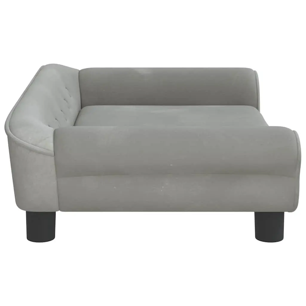 Kids Sofa Light Grey Velvet Padded Children's Couch