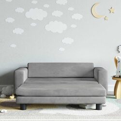 Kids Sofa and Footstool in Light Grey—Stylish Comfort