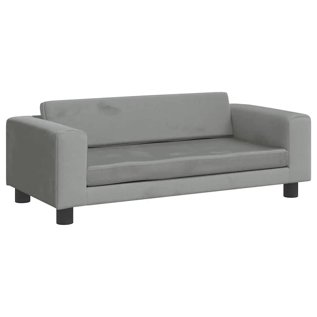 Kids Sofa with Footstool Grey Padded Children's Couch Relaxing Furniture