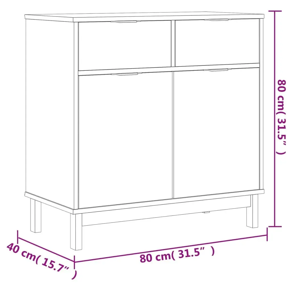 Highboard Brown Solid Pine Wood Storage Cabinet with Glass Doors Shelves and Drawers 80x40x180cm