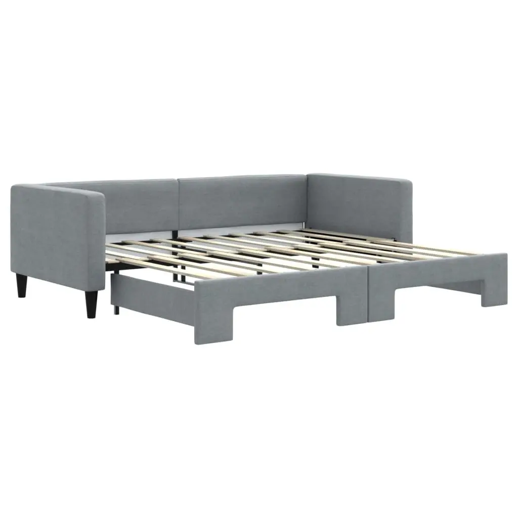 Daybed with Trundle Sofa Bed Grey 90x190 cm 2-in-1 Guest Bedroom Furniture Frame