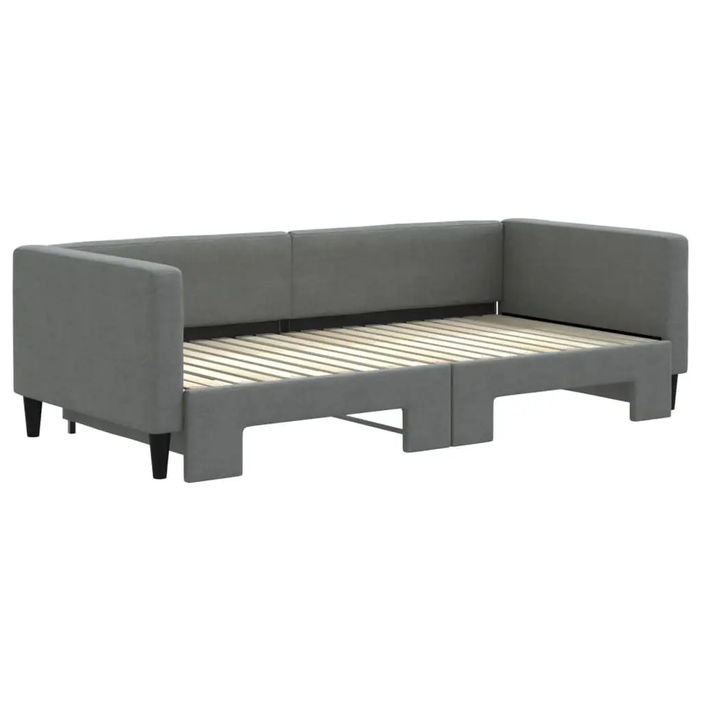 Daybed Grey 90x190 cm Convertible with Trundle Sofa Bed for Guest Bedroom