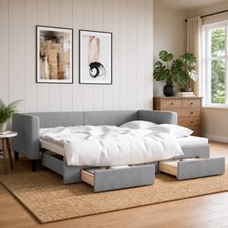 Concise Daybed with Trundle and Storage Drawers