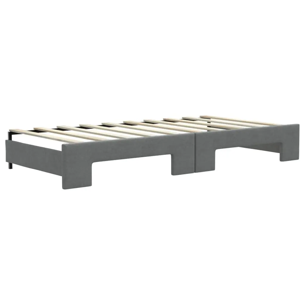 Daybed Grey 90x190cm with Trundle Bed and Storage Drawers
