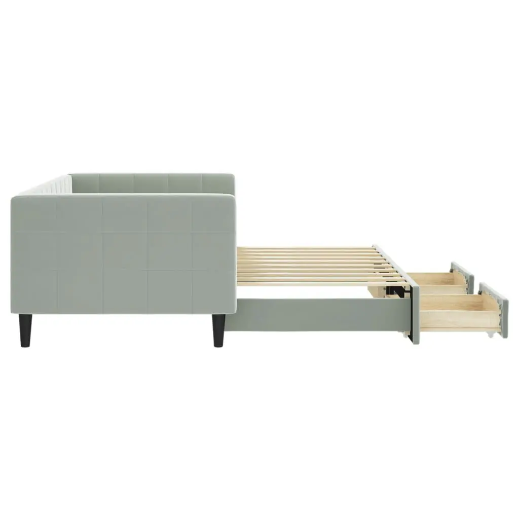 Daybed Grey 90x190 cm Convertible with Trundle and Storage Drawers