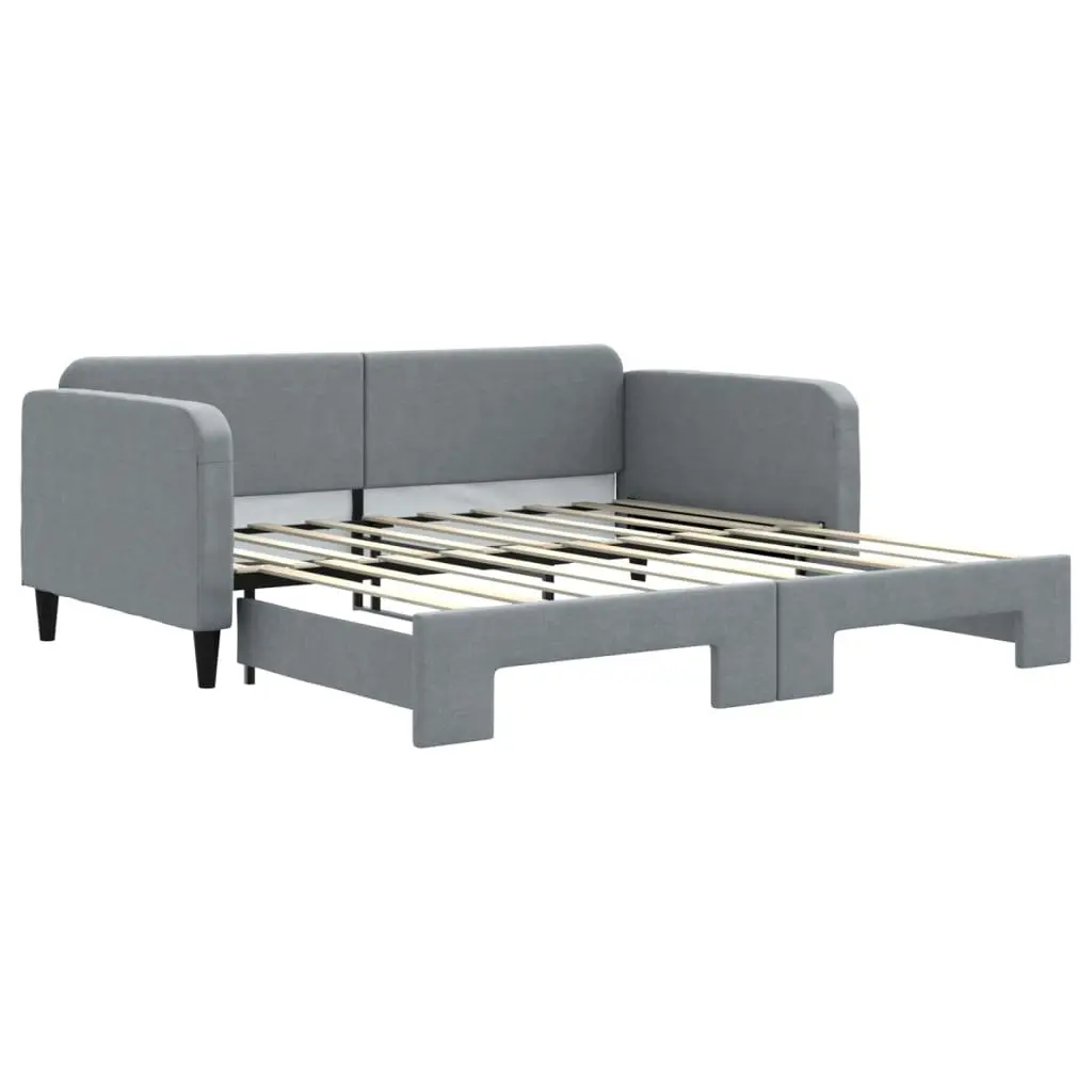 Daybed Grey 90 x 190 cm with Pull-out Trundle Sofa Bed for Living Room Bedroom