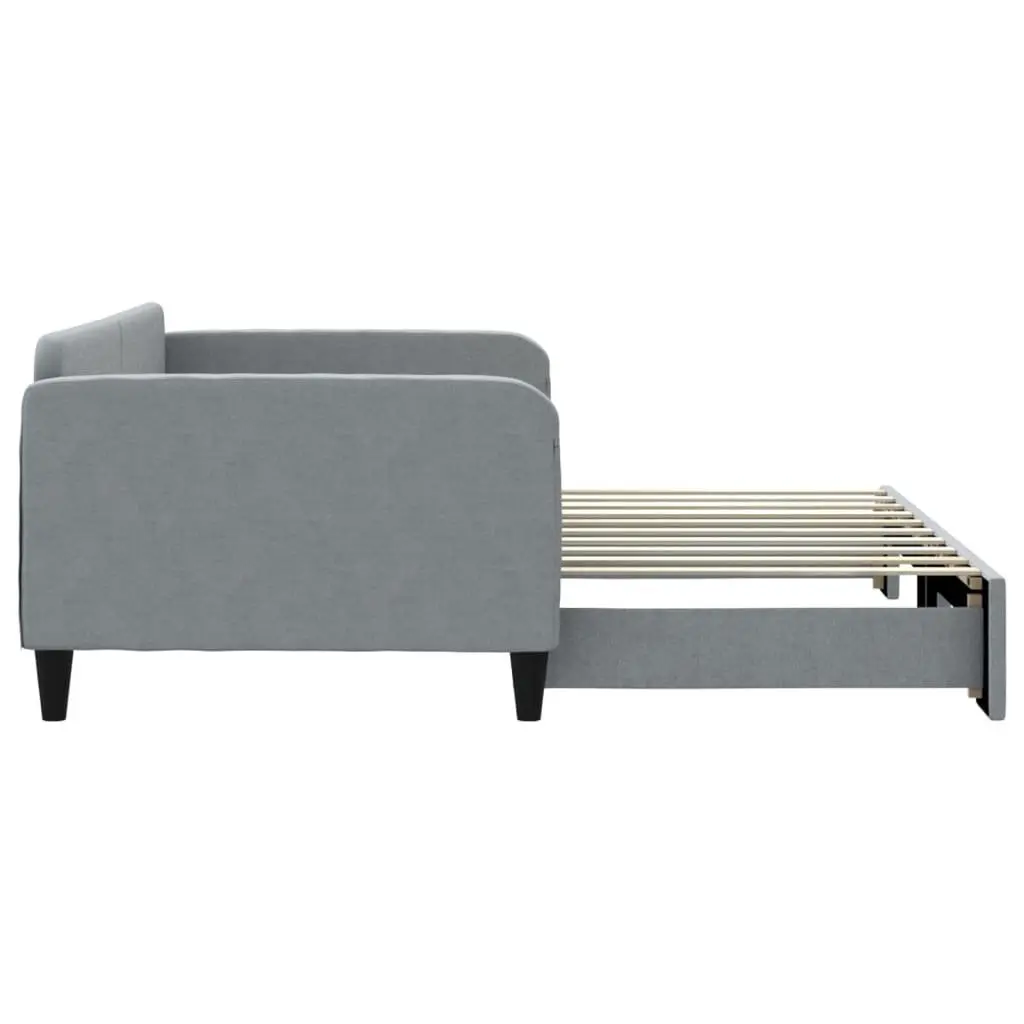 Daybed Grey 90 x 190 cm with Pull-out Trundle Sofa Bed for Living Room Bedroom