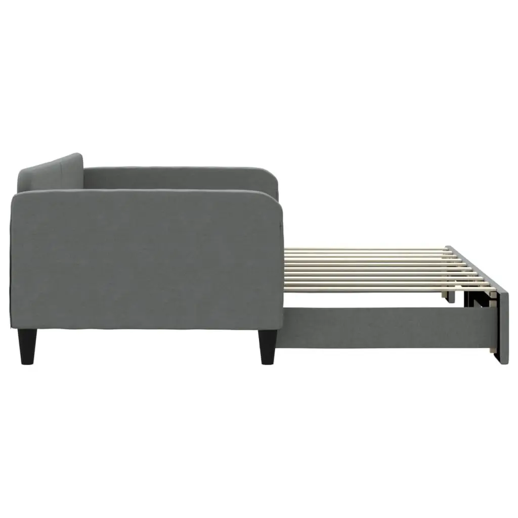 Daybed Grey 90x190 cm Sofa Bed Frame with Trundle for Guest Bedroom Living Room