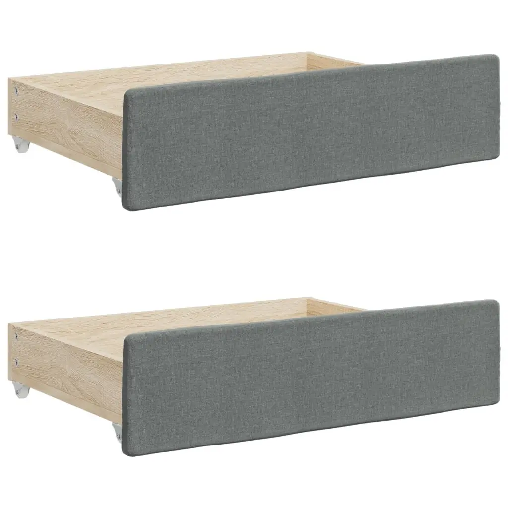Daybed Grey 90 x 190 cm with Trundle and Storage Drawers