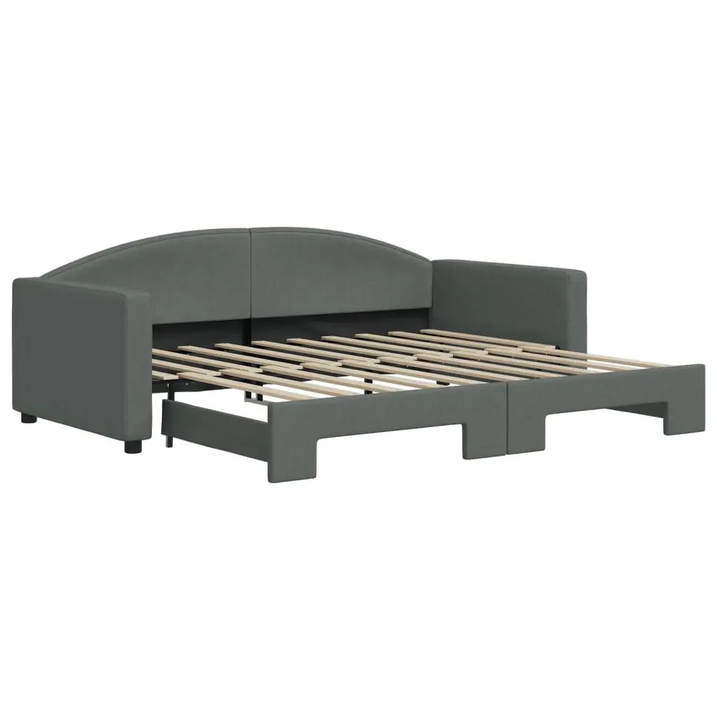Daybed Grey 90x190 cm Modern Sofa Bed with Trundle Sturdy Frame Durable Fabric