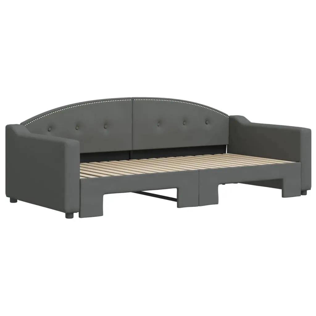 Daybed Grey 90x190 cm Convertible Sofa Bed with Trundle