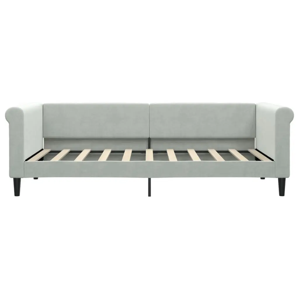 Daybed Grey 90x190 cm with Trundle and Storage Drawers Velvet Sofa Bed Frame