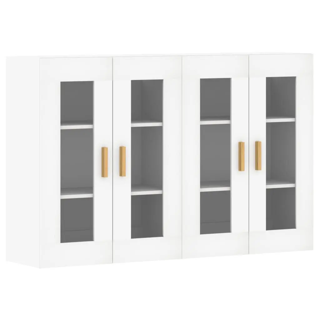 Wall Mounted Storage Cabinets White 2 Piece Glass Door Organiser