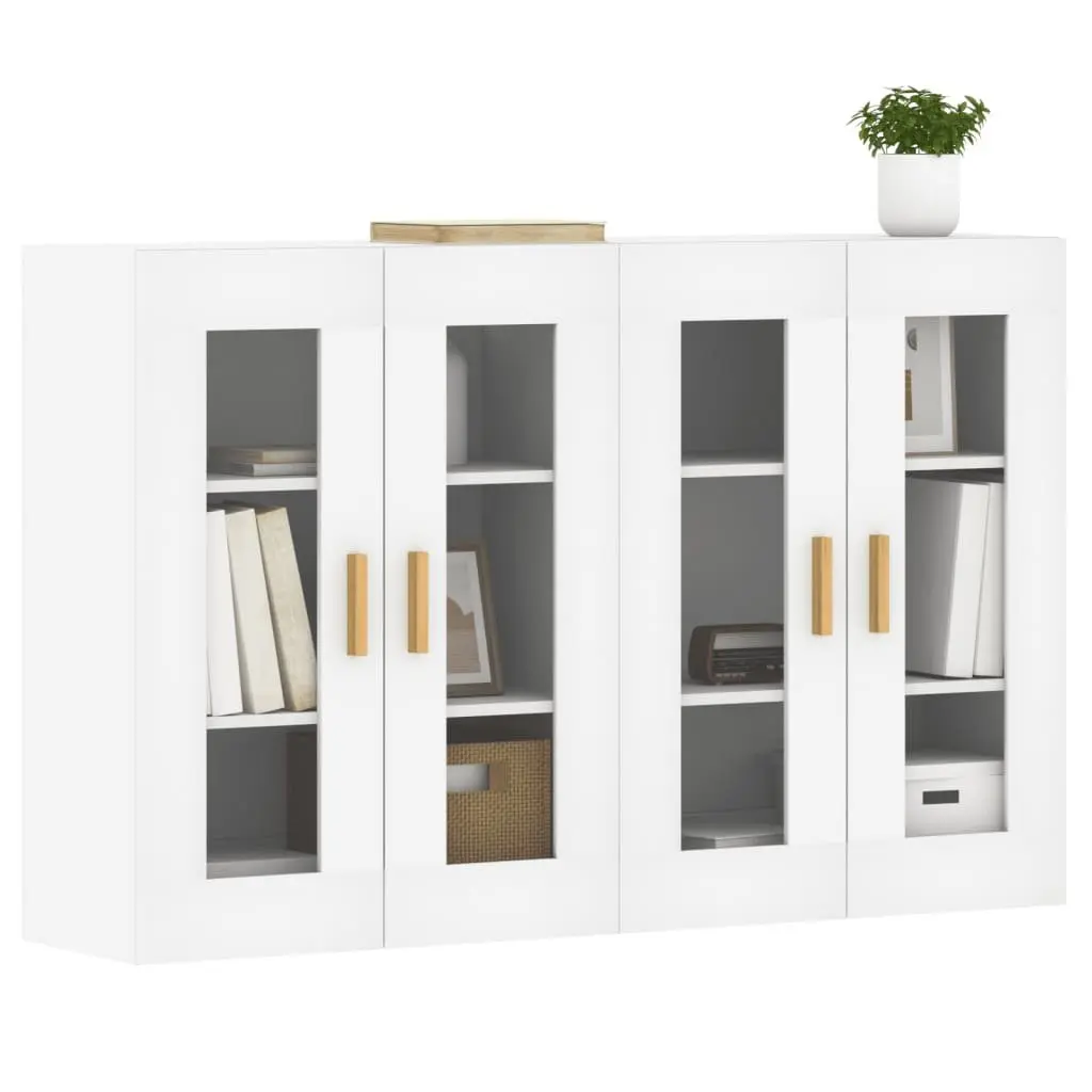 Wall Mounted Storage Cabinets White 2 Piece Glass Door Organiser