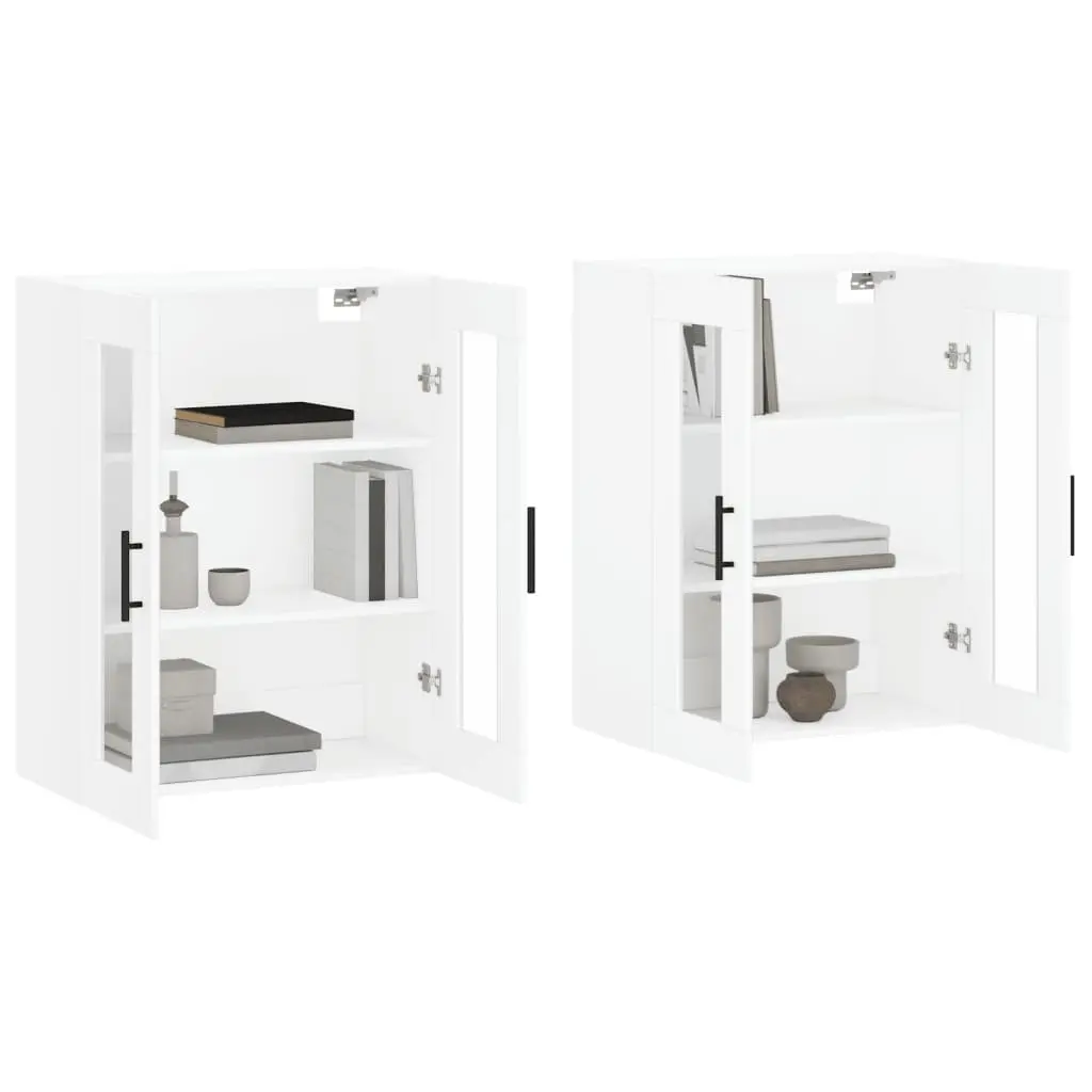 Wall Mounted Cabinets White 2 Piece Glass Door Organiser