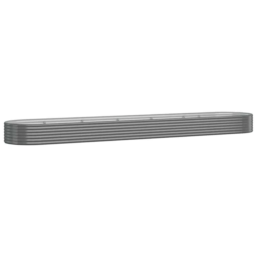 Garden Raised Bed Grey Galvanised Steel Outdoor Planter Box Durable Weather Resistant
