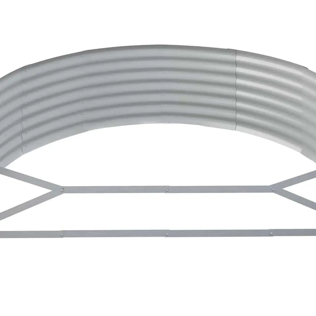 Galvanised Steel Garden Raised Bed Planter Box Grey 214 x 140 x 36 cm Outdoor Durable Weather Resistant