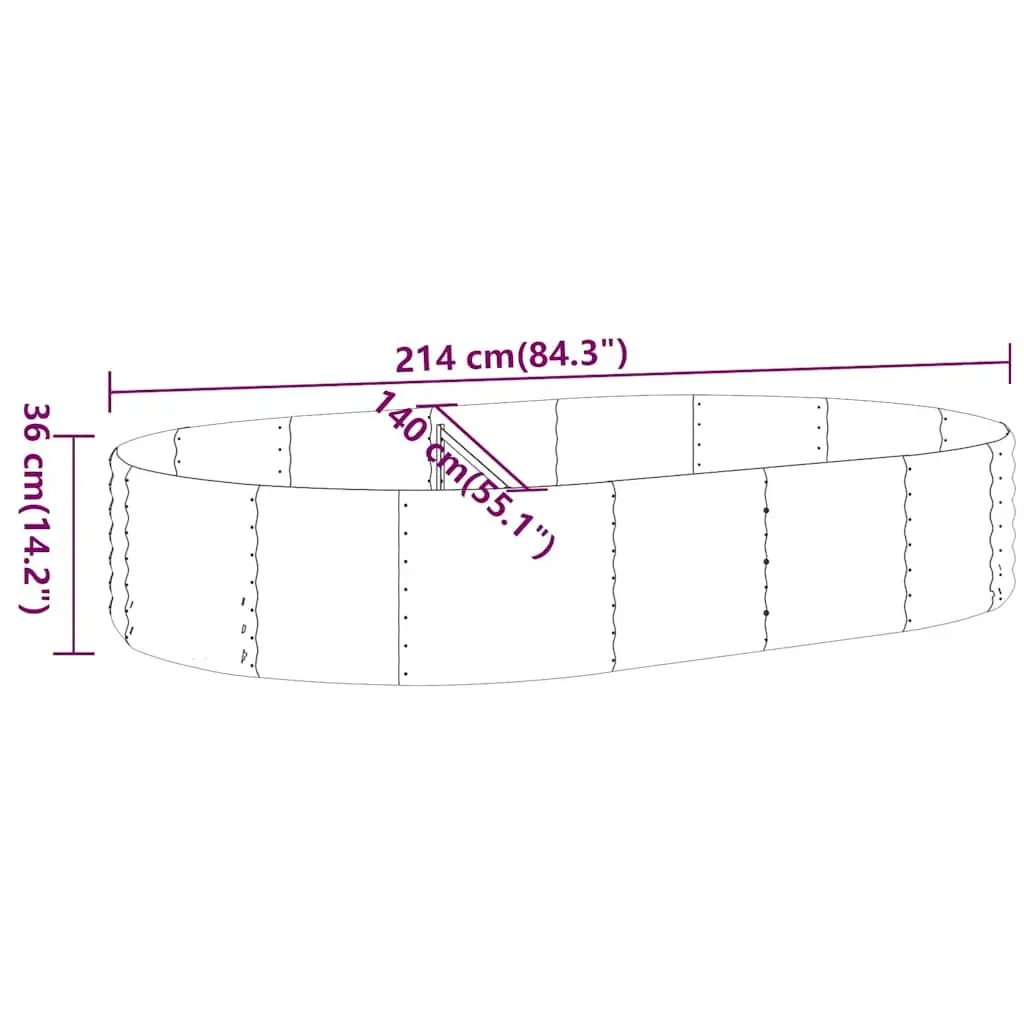 Raised Garden Bed Anthracite Galvanised Steel 214x140x36cm Weather-Resistant Planter for Vegetables Herbs Flowers
