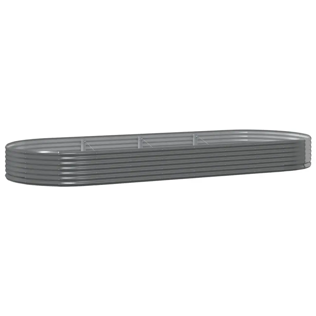 Garden Raised Bed Grey Galvanised Steel Planter Box 373 x 140 x 36 cm Durable Outdoor Vegetable Flower Herb Pot