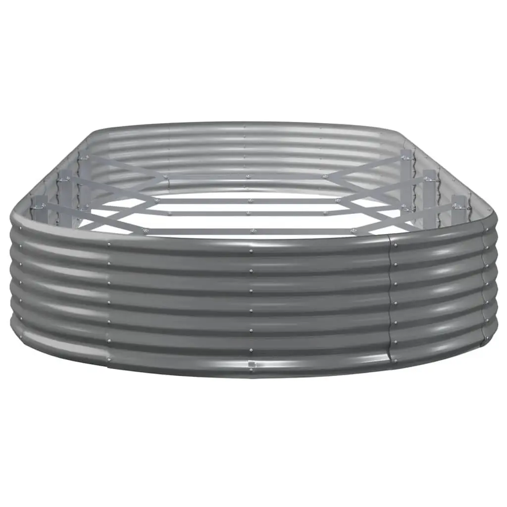 Garden Raised Bed Grey Galvanised Steel Planter Box 373 x 140 x 36 cm Durable Outdoor Vegetable Flower Herb Pot