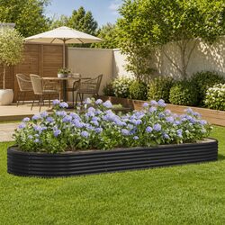 Compact Anthracite Galvanised Steel Raised Garden Bed