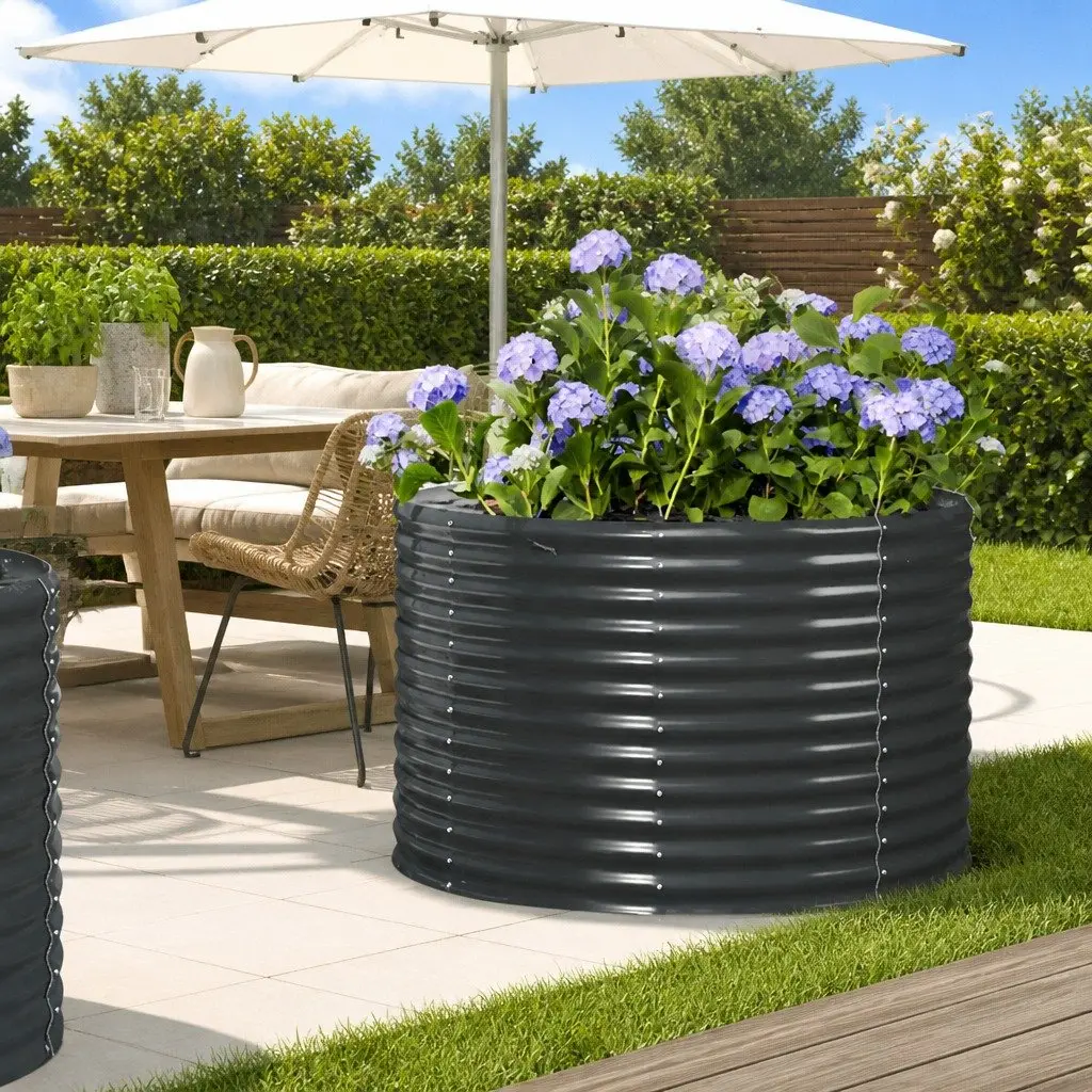 Raised Garden Bed Anthracite Galvanised Steel Outdoor Durable Planter Box