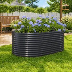 Compact Anthracite Raised Garden Bed for Your Garden